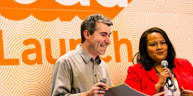 SXSW EDU 2017 Launch competition emcees, Richard Culatta and Rafranz Davis. Photo by Diego Donamaria.