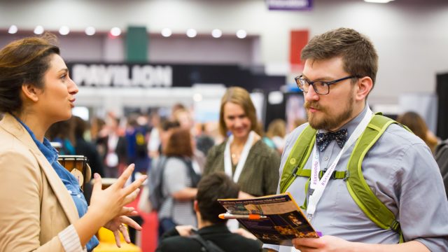 SXSW EDU 2017 Expo attendees networking.