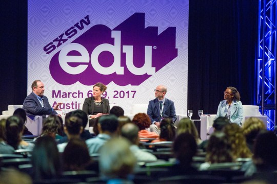 SXSW EDU 2017 featured session, Investing in Teachers as Innovators featuring, Elliott Witney, Juan Cabrera, Molly McMahon, Valerie Lewis. Photo by Akash Kataria.