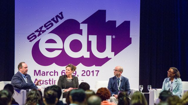 SXSW EDU 2017 featured session, Investing in Teachers as Innovators featuring, Elliott Witney, Juan Cabrera, Molly McMahon, Valerie Lewis. Photo by Akash Kataria.