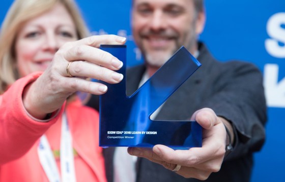 SXSW EDU 23018 Learn by Design winner announcement, Pathfinder Kindergarten Center.