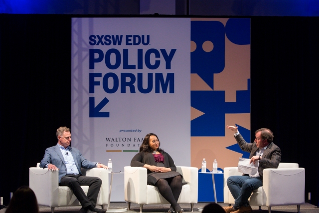 Scott Peters, Alex Smith, and Scott Thompson, SXSW EDU 2018 Policy Forum session, From DC toMemphis: Solving the#StudentDebtCrisis. Photo By Steve Rogers. Scott Peters, Alex Smith, and Scott Thompson, SXSW EDU 2018 Policy Forum session, From DC toMemphis: Solving the#StudentDebtCrisis. Photo By Steve Rogers.