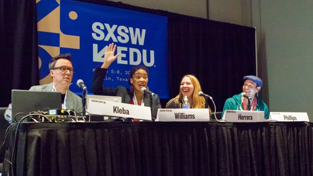 Baller Teachers & Companies Who Work with Them panel at SXSW EDU 2018 – photo by Benedict Jones. Baller Teachers & Companies Who Work with Them panel at SXSW EDU 2018 – photo by Benedict Jones.