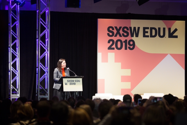 Priscilla Chan Introducing Translating Research into Practice at SXSW EDU 2019. Photo by Sophie Milton. Priscilla Chan Introducing Translating Research into Practice at SXSW EDU 2019. Photo by Sophie Milton.