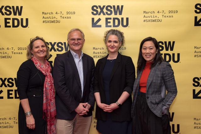 SXSW EDU 2019 Session Translating Research into Practice Featuring Betsy Corcoran, Bror Saxberg, K. Brooke Stafford-Brizard, and Priscilla Chan. Photo by Sophie Milton. Translating Research into Practice at SXSW EDU 2019. Photo by Photo by Chris Saucedo.