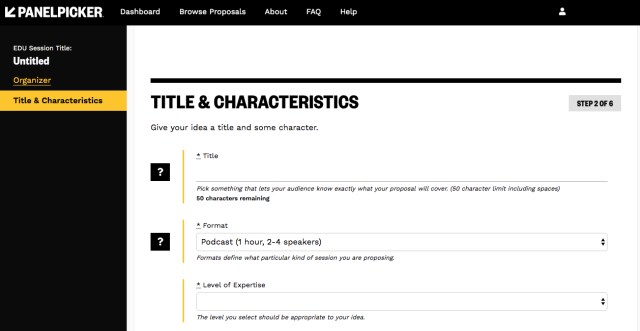 SXSW EDU 2020 PanelPicker proposal, podcast format.