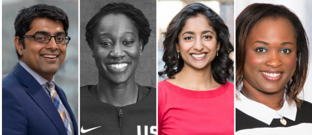 SXSW EDU 2022 Speakers Kumar Garg, Tina Charles, Dr. Pooja Agarwal, and Dr. Tequilla Brownie