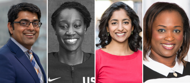 SXSW EDU 2022 Speakers Kumar Garg, Tina Charles, Dr. Pooja Agarwal, and Dr. Tequilla Brownie