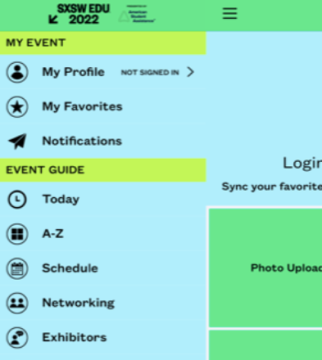 SXSW EDU App Menu