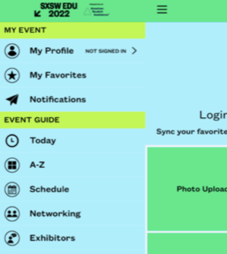 SXSW EDU App Menu